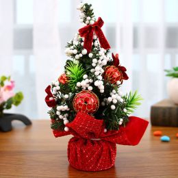 Mini Christmas Tree 7.8&quot;/20cm Artificial Small Tabletop Xmas Tree with Ornaments Christmas Decorations for Home and Office - SL-X-red