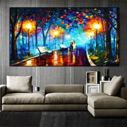 Hand Painted Night Thick Modern Canvas Oil Paintings Wall Art Abstract Landscape Pictures For Living Room Home Decoration - 60x90cm