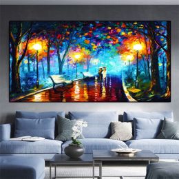 Hand Painted Night Thick Modern Canvas Oil Paintings Wall Art Abstract Landscape Pictures For Living Room Home Decoration - 50x70cm