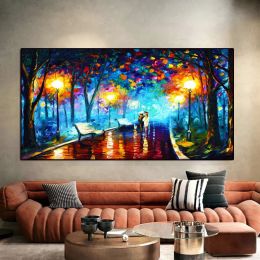 Hand Painted Night Thick Modern Canvas Oil Paintings Wall Art Abstract Landscape Pictures For Living Room Home Decoration - 90x120cm