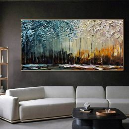 Hand Painted Canvas Oil Paintings Modern Abstract Thick Texture Landscape Wall Art Pictures For Living Room Home Decor No Framed - 60x90cm