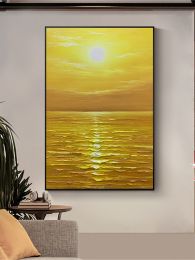 Custom Abstract Decorative Canvas Wall Art Handmade Seascape Oil Painting Modern Living Room Bedroom Porch Hotel Hanging Picture - 75x150cm