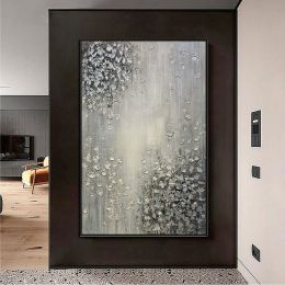 Hand Painted Abstract Oil Painting White Texture On Canvas Abstract Wall Art Picture Living Room Bedroom Wall Decor Unframed - 50x70cm