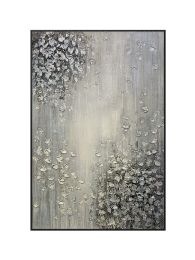 Hand Painted Abstract Oil Painting White Texture On Canvas Abstract Wall Art Picture Living Room Bedroom Wall Decor Unframed - 75x150cm