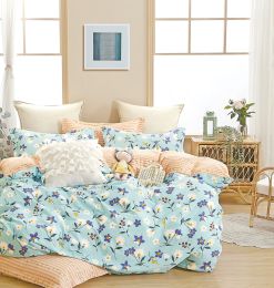 Blue/Yellow 100% Cotton Reversible Comforter Set  - Twin XL