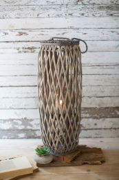 Perfect Patio Garden Decor Simple Yet Elegant Square Willow Lantern - Grey - 10" x 10" x 28"t