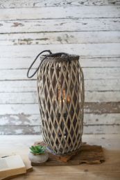 Perfect Patio Garden Decor Simple Yet Elegant Square Willow Lantern - Grey - 9.5" x 9.5" x 23"t