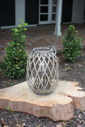 Perfect Patio Garden Decor Simple Yet Elegant Square Willow Lantern - Grey - 10.5"d x 16"t