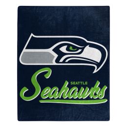 Seahawks OFFICIAL NFL "Signature" Raschel Throw Blanket;  50" x 60" - 1NFL/07088/0022/RET