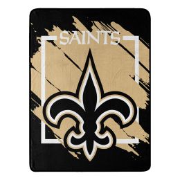 SAINTS OFFICIAL NFL "Run" Micro Raschel Throw Blanket;  46" x 60" - 1NFL/05906/0021/RET