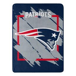 PATRIOTS OFFICIAL NFL "Run" Micro Raschel Throw Blanket;  46" x 60" - 1NFL/05906/0076/RET