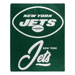 New York Jets OFFICIAL NFL "Signature" Raschel Throw Blanket;  50" x 60" - 1NFL/07088/0015/RET