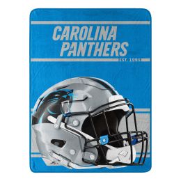 Panthers OFFICIAL NFL "Run" Micro Raschel Throw Blanket;  46" x 60" - 1NFL/05905/0018/RET