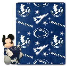 Penn State OFFICIAL NCAA & Disney's Mickey Mouse Character Hugger Pillow & Silk Touch Throw Set - 1COB/3125A/0024/RET