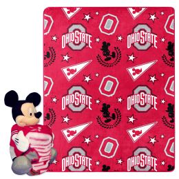 Ohio State OFFICIAL NCAA & Disney's Mickey Mouse Character Hugger Pillow & Silk Touch Throw Set - 1COB/3125A/0007/RET