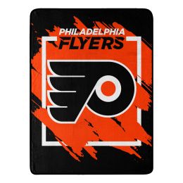 Flyers OFFICIAL NHL "Run" Micro Raschel Throw Blanket;  46" x 60" - 1NHL/05904/0017/RET