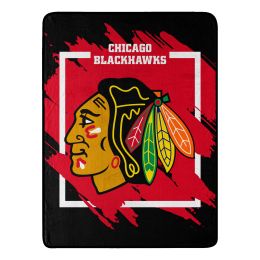 Blackhawks OFFICIAL NHL "Run" Micro Raschel Throw Blanket;  46" x 60" - 1NHL/05904/0004/RET