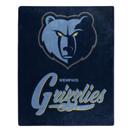 Grizzlies OFFICIAL NBA "Signature" Raschel Throw Blanket;  50" x 60" - 1NBA/07060/0028/RET