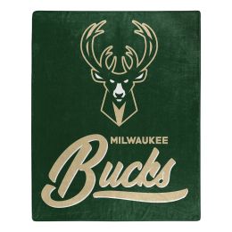 Bucks OFFICIAL NBA "Signature" Raschel Throw Blanket;  50" x 60" - 1NBA/07060/0015/RET