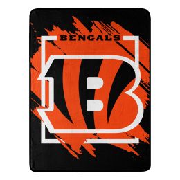 BENGALS OFFICIAL NFL "Run" Micro Raschel Throw Blanket;  46" x 60" - 1NFL/05906/0002/RET