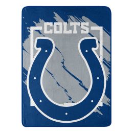 COLTS OFFICIAL NFL "Run" Micro Raschel Throw Blanket;  46" x 60" - 1NFL/05906/0008/RET