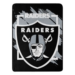 RAIDERS OFFICIAL NFL "Run" Micro Raschel Throw Blanket;  46" x 60" - 1NFL/05906/0019/RET