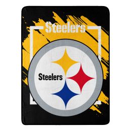 STEELERS OFFICIAL NFL "Run" Micro Raschel Throw Blanket;  46" x 60" - 1NFL/05906/0078/RET