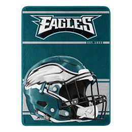 Eagles OFFICIAL NFL "Run" Micro Raschel Throw Blanket;  46" x 60" - 1NFL/05905/0011/RET