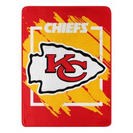 CHIEFS OFFICIAL NFL "Run" Micro Raschel Throw Blanket;  46" x 60" - 1NFL/05906/0007/RET