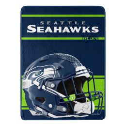 Seahawks OFFICIAL NFL "Run" Micro Raschel Throw Blanket;  46" x 60" - 1NFL/05905/0022/RET