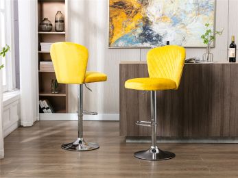 Bar Stools with Back and Footrest Counter Height Dining Chairs Set of 2 - Yellow