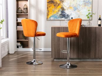 Bar Stools with Back and Footrest Counter Height Dining Chairs Set of 2 - Orange