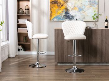 Bar Stools with Back and Footrest Counter Height Dining Chairs Set of 2 - Beige