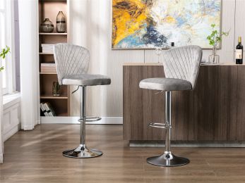 Bar Stools with Back and Footrest Counter Height Dining Chairs Set of 2 - Grey