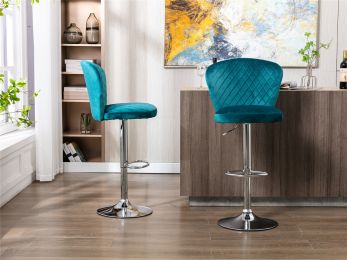 Bar Stools with Back and Footrest Counter Height Dining Chairs Set of 2 - Teal