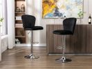 Bar Stools with Back and Footrest Counter Height Dining Chairs Set of 2 - Black