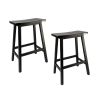 Free shipping  Basics Classic Solid Wood Saddle-Seat Counter Stool with Foot Plate - 24", Black, 2-Pack  YJ - black