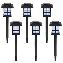 Free shipping 6pcs White LED Solar Lantern Torch Light Garden Landscape Lighting YJ - 6PCS