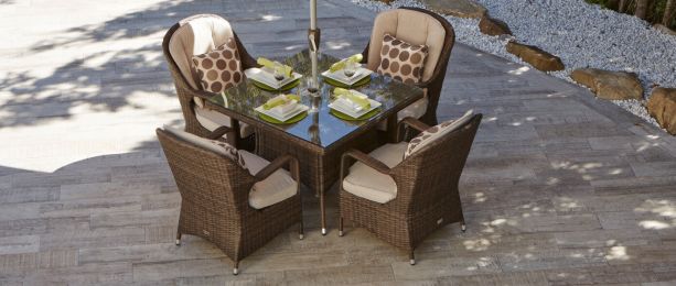 Direct Wicker Malachi Patio Wicker 5 Piece Square Dining Set - Brown