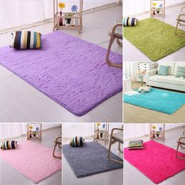 Plush Shaggy Soft Carpet Room Area Rug Bedroom Slip Resistant Door Floor Mat - Grass Green - 60cm by 120cm