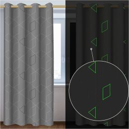 Muwago Blackout Curtains Luminous Glow in The Dark Themed Grommet Thermal Insulated Curtains Bedroom and Living Room Window Treatment - 52 * 84 inch