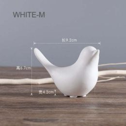 Nordic Creative White Ceramic Bird Figurines Home Decoration - Light yellow