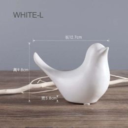 Nordic Creative White Ceramic Bird Figurines Home Decoration - Dark Khaki