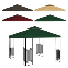 10'x10' Gazebo Canopy Top Replacement 2 Tier Patio Pavilion Cover UV30 Sunshade - Coffee - 1 Tier