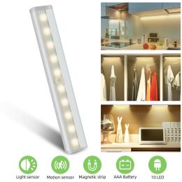 Wireless Motion Sensor Under Cabinet Closet LED Light Kitchen Counter Night Lamp - Warm hite - 2Pcs