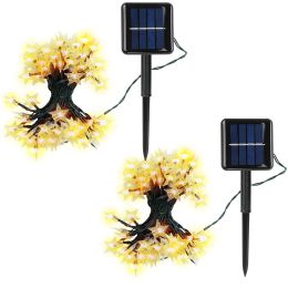 2Pcs Solar Powered String Lights 39.3FT 100LED Beads Fairy Star Lights - Yellow