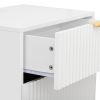 Nightstand with 2 Drawers & Golden Handle;   Storage Bedside Table with USB Charging Ports - White - White