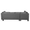 Three  Piece  sofa  with  Three -seat sofa, one  Left  chaise lounge, one storage ottoman, seven back cushions two throw pillows (GRAY) - GRAY