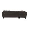 Three Piece  sofa  with  Three-seat sofa, one  Left  chaise lounge, one storage ottoman, seven back cushions two throw pillows (BROWN) - BROWN