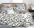 Hepburn Black/White Floral 100% Cotton Reversible  Comforter Set  - King